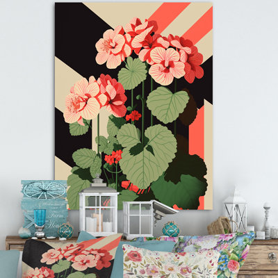 " Retro Geranium In Red And Green I "