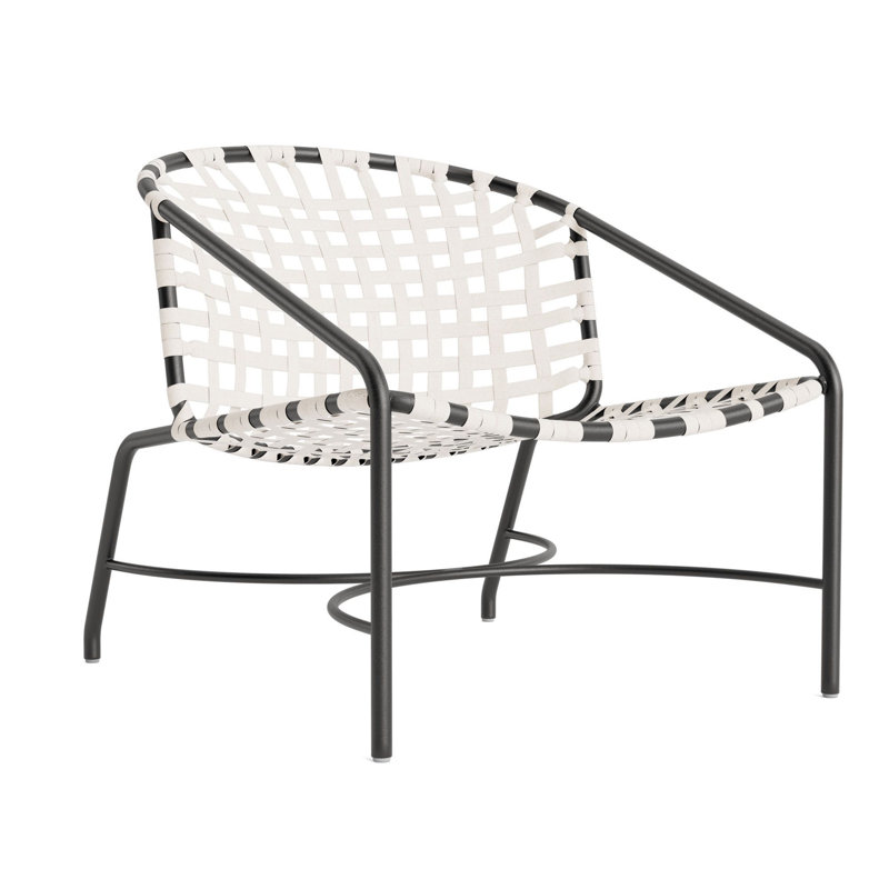 Kantan Outdoor Lounge Chair, Textured Pewter/White Suncloth Lace