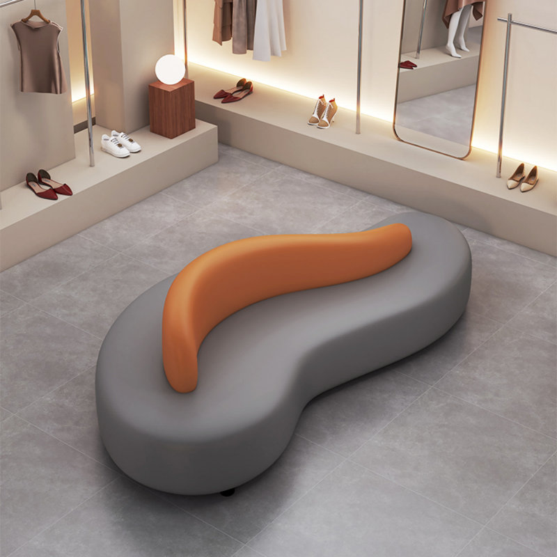Simple Creative Curved Sofa, Gray/Orange