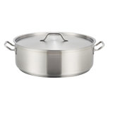 Winco 15 Quarts Stainless Steel Round Braiser with Lid