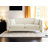 " mid-century modern chenille sofa | tufted buttons & copper nail armrest | 2 pillows | metal legs | stylish living room couch-839487498-855021893