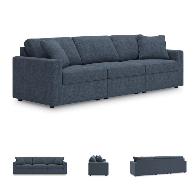 Canapé Bulwell, H 36 po x l 108 po x P 37 po, 3, Blue