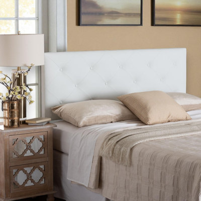 Neace Faux Leather White Finish Foam Padded Upholstered King Headboard, 52.43" H X 77.3" W X 3.06" D
