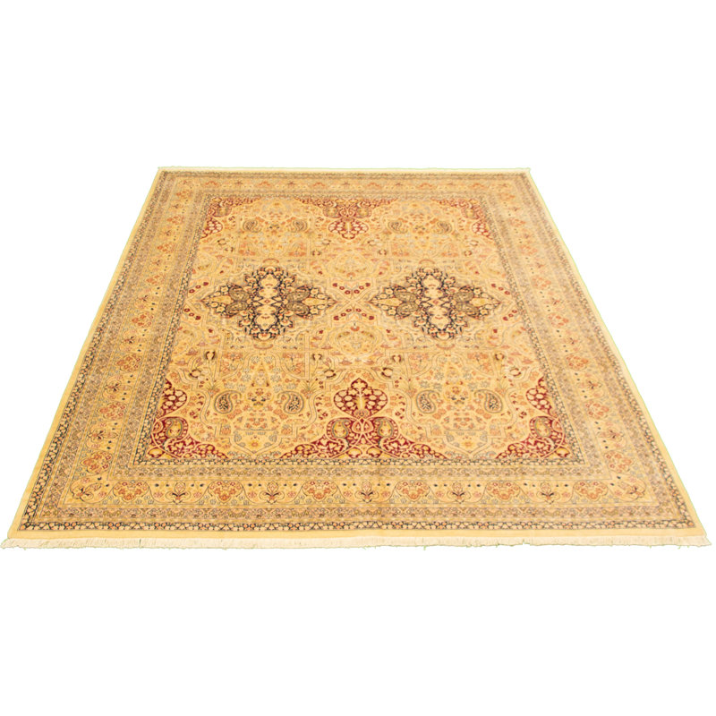 Tapis unique en laine noué à la main de style persan nouvel âge pako crème 8 pi 1 po x 10 pi 2 po