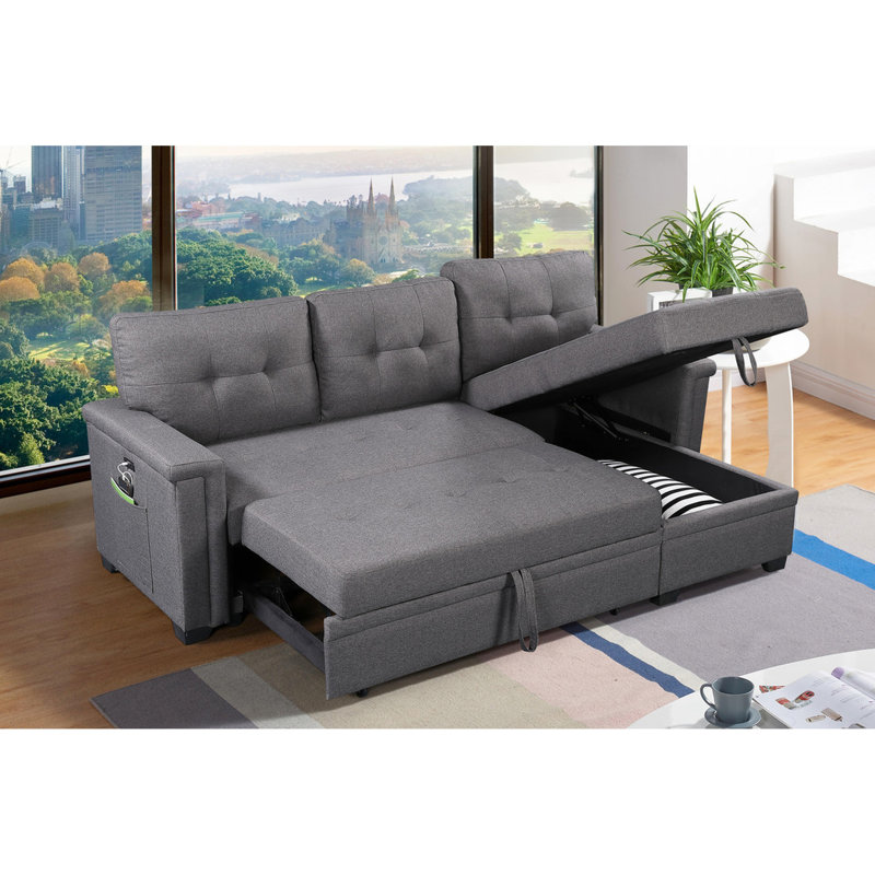 53,98 po Canapé-lit modulaire profond avec rangement et méridienne réversible en L