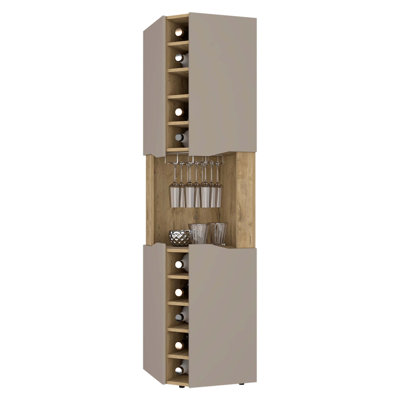 Macadamia 10-Bottle Bar Cabinet