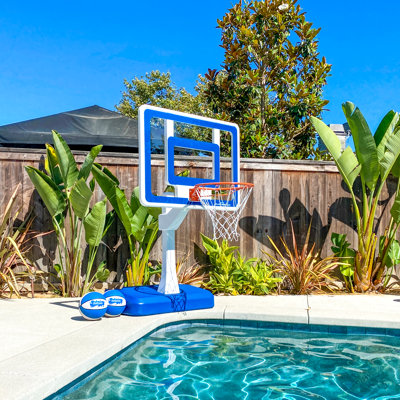 Gosports Splash Hoop Elite Swimming Pool Basketball Hoop; Huge 44” X 32” Pro Style Backboard With Steel Rim And Weighted Base