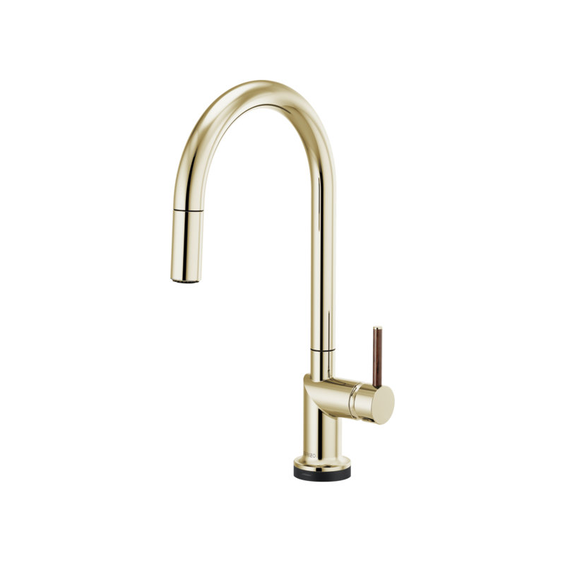 Odin® SmartTouch® Pull-Down Faucet with Arc Spout, Wood Lever, Polished Nickel