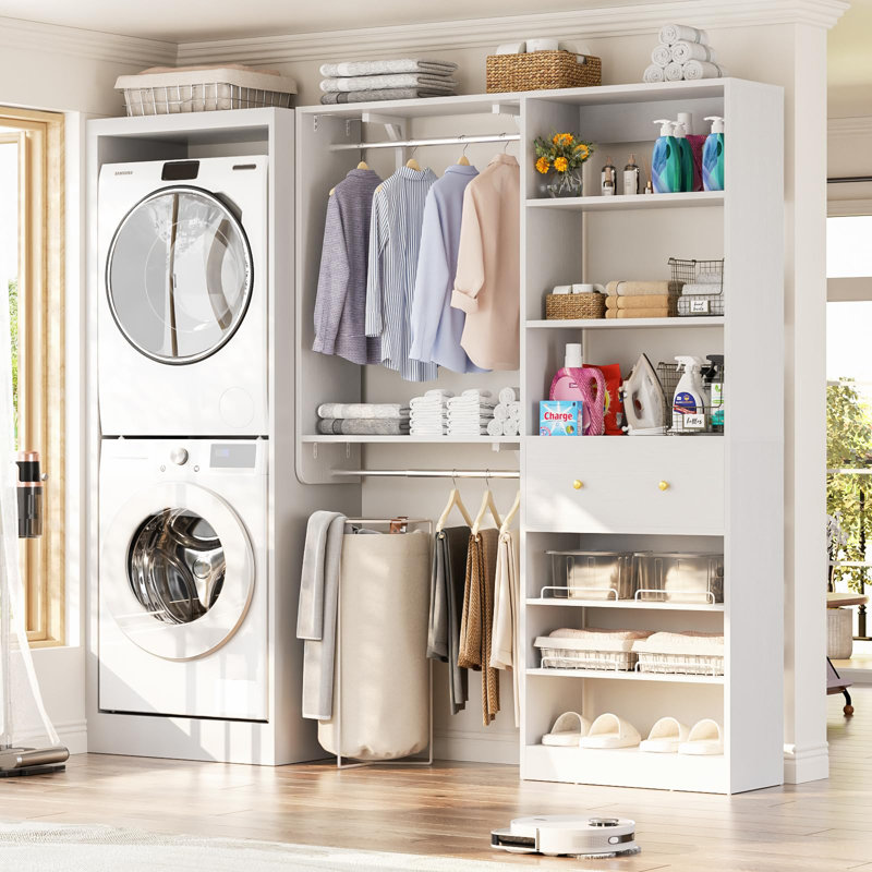Riobe 28.3'' - 59.8'' W Closet System, White