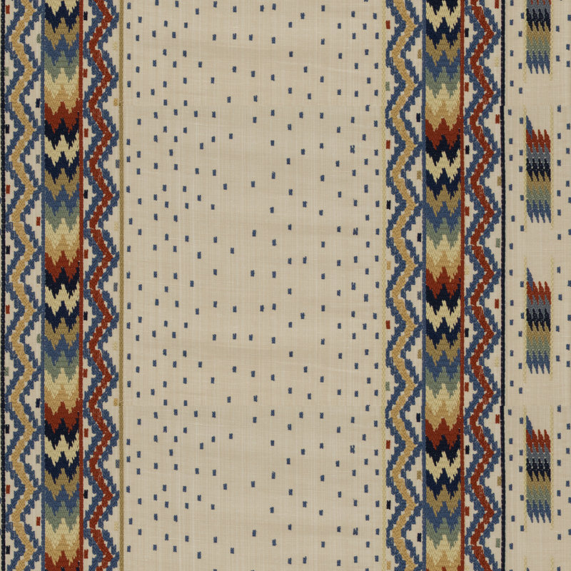 Cape Comorin Talakona Cotton Blend Fabric, Red/Blue