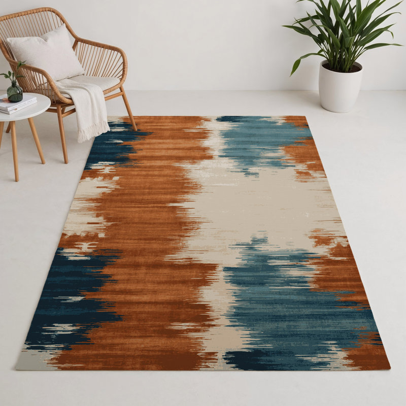 Watercolor Brown Indoor and Outdoor Area Rug, Rectangle 9' x 12'