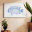 Toile tendue bleue et blanche avec poissons tropicaux III