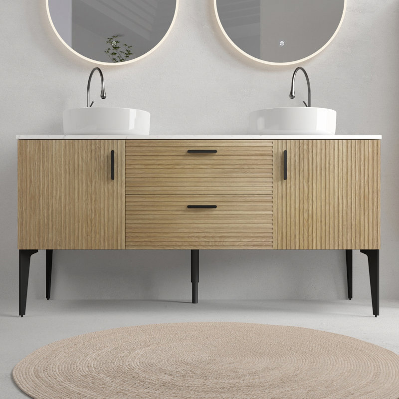 Bathroom Vanity With Ceramic Sink, Freestanding Bathroom Vanity For Modern Bathroom