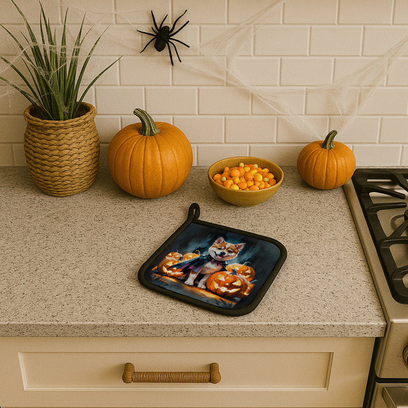 Paire de porte-pots Akita Puppy Halloween