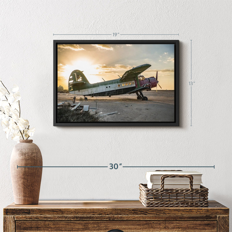 "Art mural ancien avion", H 13 po x l 19 po