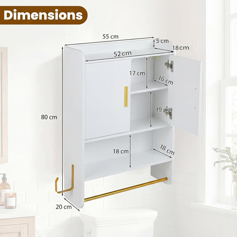 Particle Board / Chipboard Wall Mounted Required Bathroom Cabinet, White