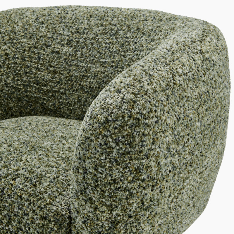 Villa Retro Upholstered Cocoon Tub Style Accent Armchair - Stylish Textured Fabric, Green
