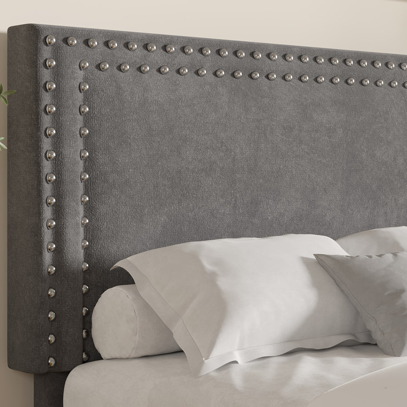 Lit double tapissier double avec 2 tables de chevet - Ensemble de chambre à coucher moderne, Double