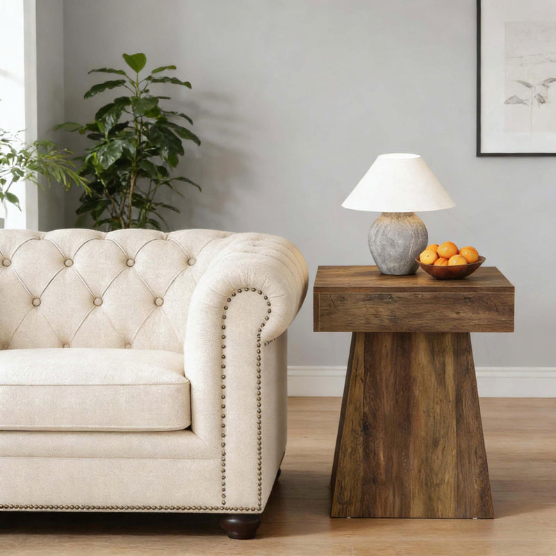 Nature-Inspired Side Table with Rustic Finish