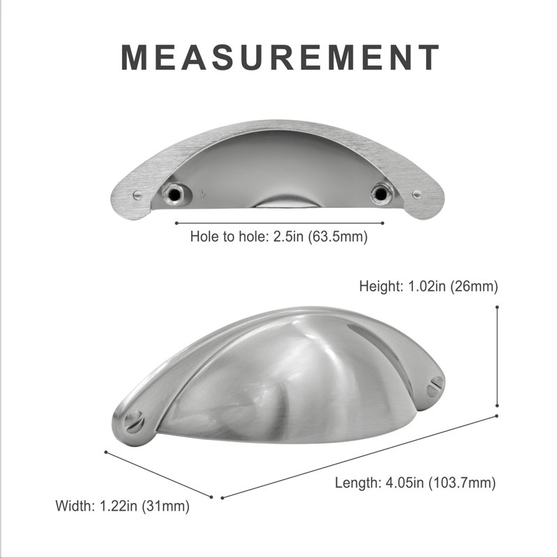 Classic Collection  2.5" Center to Center Cup/Bin Pull, Satin Nickel