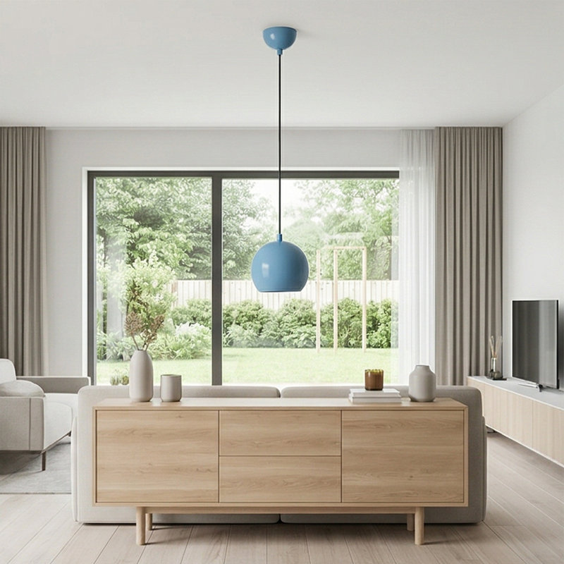 Luminaire suspendu en forme de globe à 1 lumière Aurelius, Bleu clair