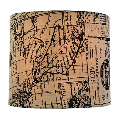 Abat-jour tambour en papier H 10 po x l 16 po (araignée) de couleur noire/beige