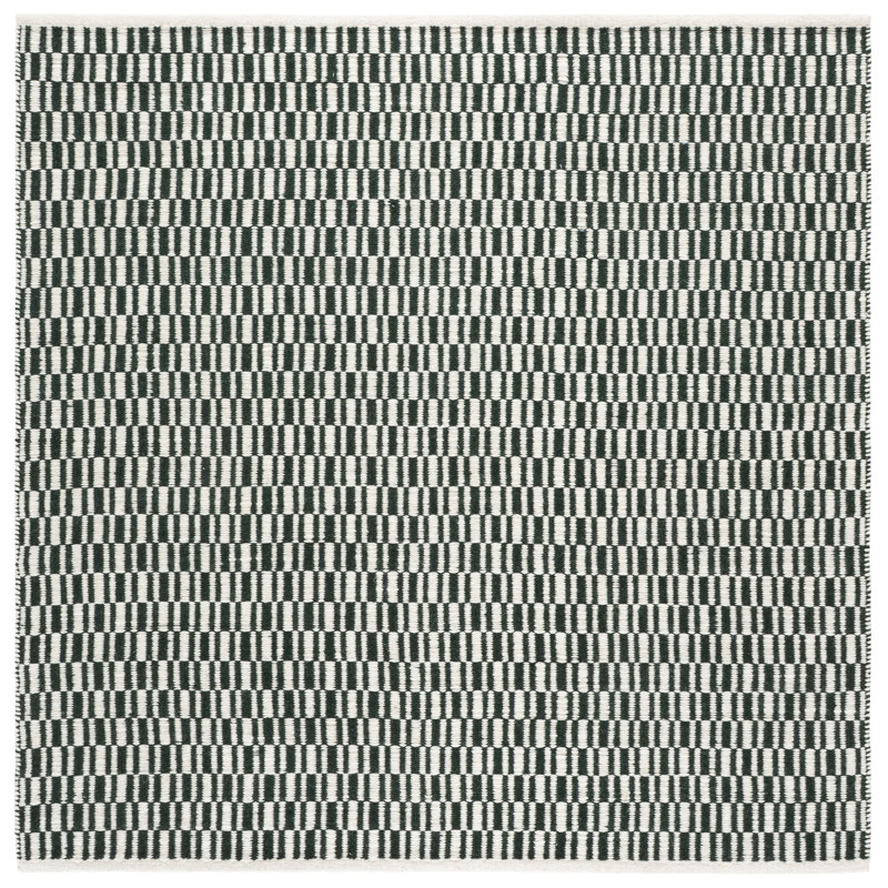 Vermont Hand Woven Wool, Cotton Solid Color Indoor Rug, Square 6'