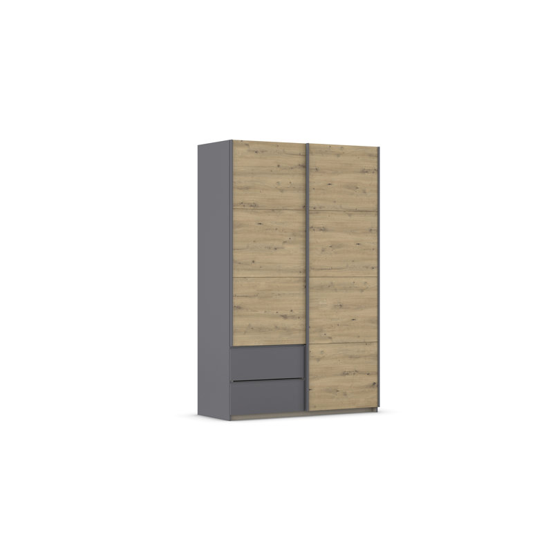Sevilla sliding door wardrobe, Gray Metallic/Oak Artisan/Gray Metallic, 210cm H x 131cm W x 59cm D