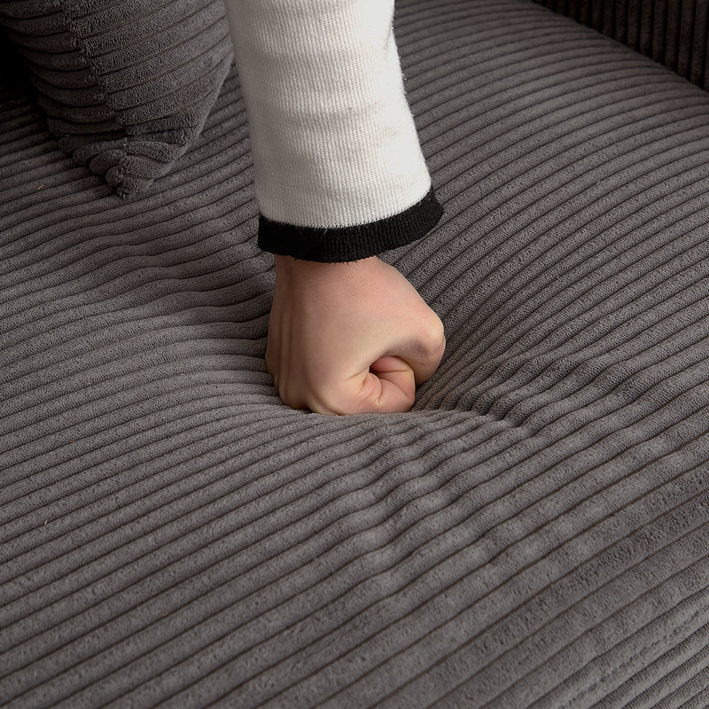 Canapé rembourré en velours côtelé confortable pour le salon, polyvalent et relaxant, H 33 po x l 142 po x P 58 po, Gris