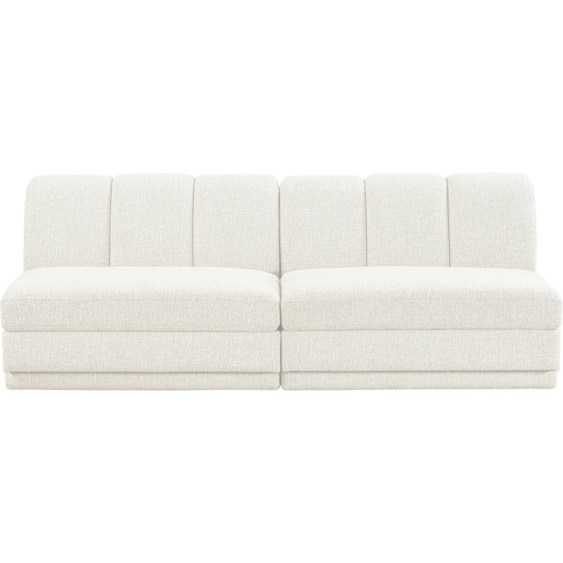 Tissu Chiquita rembourré 2 pièces Canapé modulaire, Tissu crème