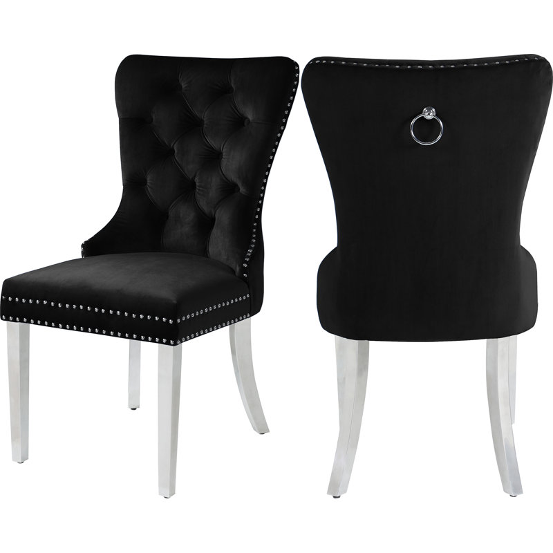 Chaise d'appoint Carmen, Velours noir, Or