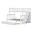 Lit superposé simple au-dessus d'un lit double avec lit gigogne simple, rangement et garde-corps-112870370