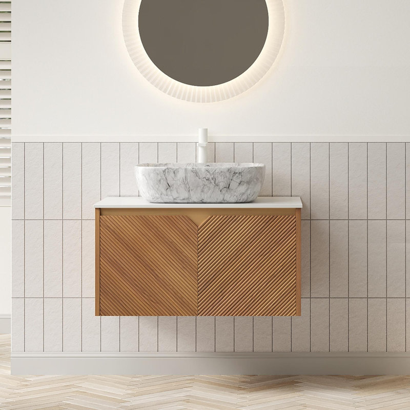 Meuble-lavabo mural avec plateau en pierre frittée, 30"