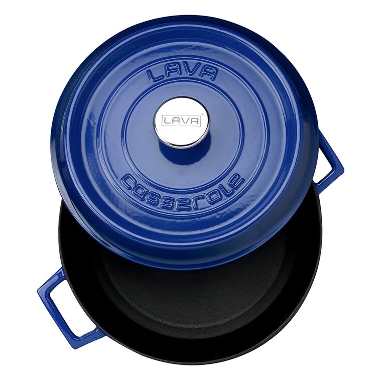 LAVA 7 Quarts Cast Iron Dutch Oven: Multipurpose Stylish Round Shape Dutch  Oven Pot with Glossy Sand-Colored Three Layers of Enamel Coated Interior