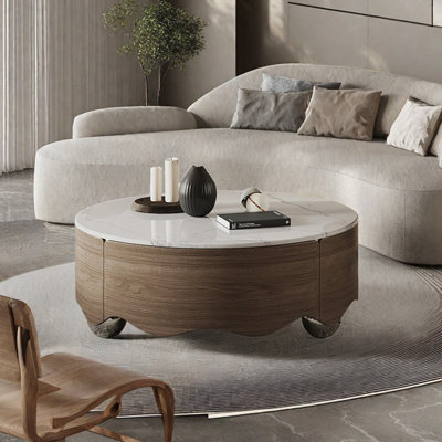 Italian round microcrystalline stone coffee table
