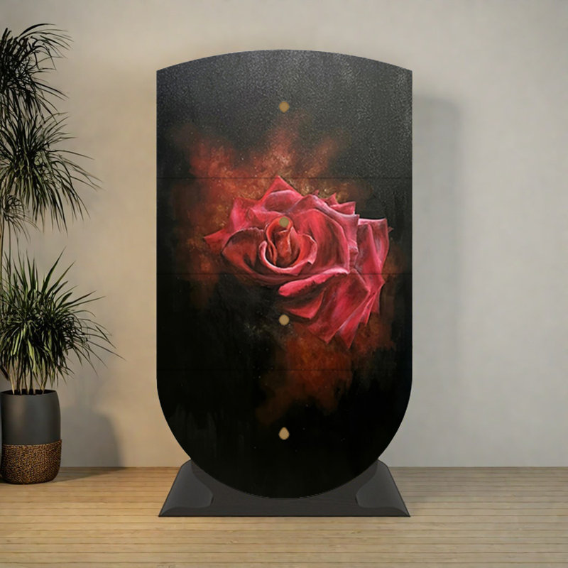 Commode d'appoint vintage rose à 4 tiroirs, Noir / Rouge