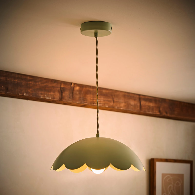 1 - Light Satin Pendant, Green, Yes