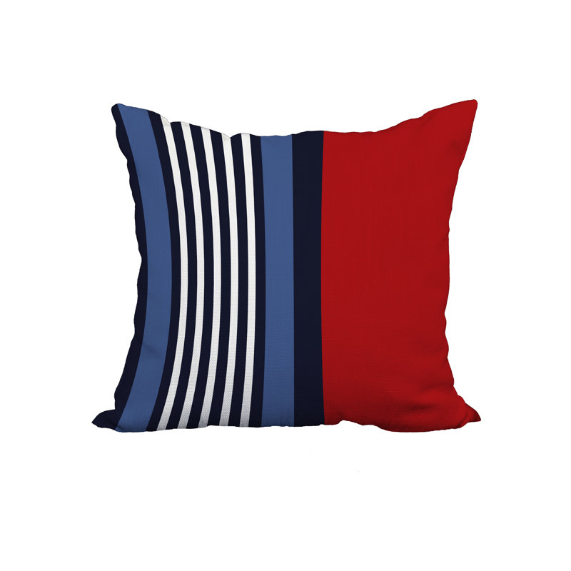 Housse de coussin en coton à rayures, 18 po x 18 po, Rouge