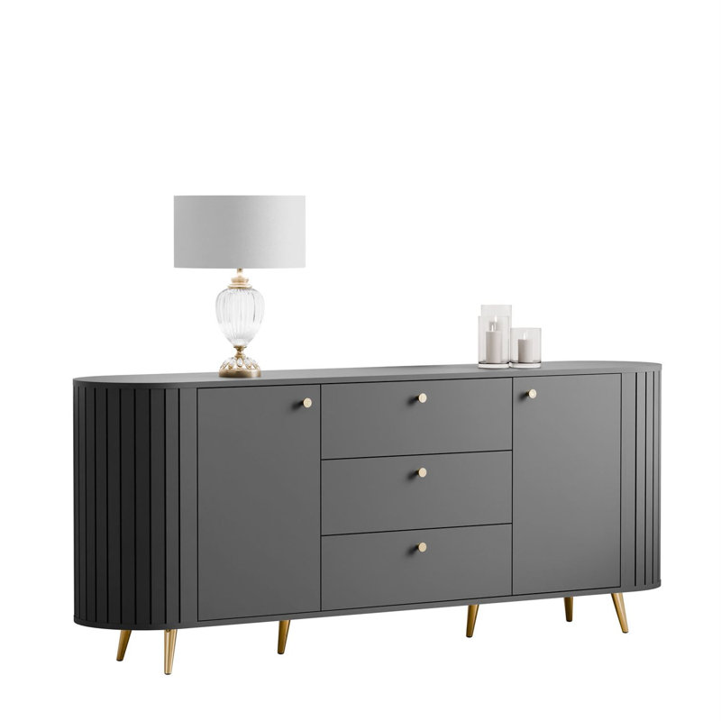 190cm Sideboard, Black/Gold