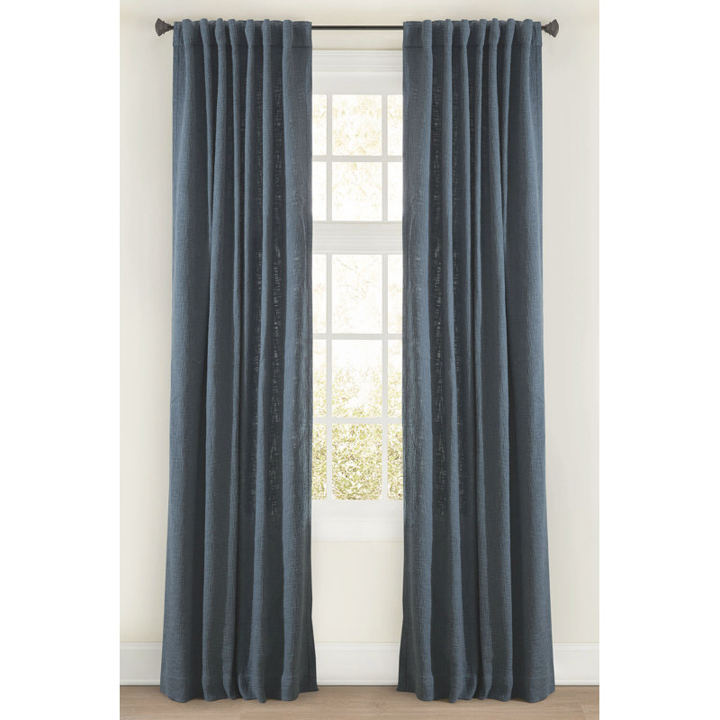 Boucle Room Darkening Curtain, 50"W x 108"L, Indigo