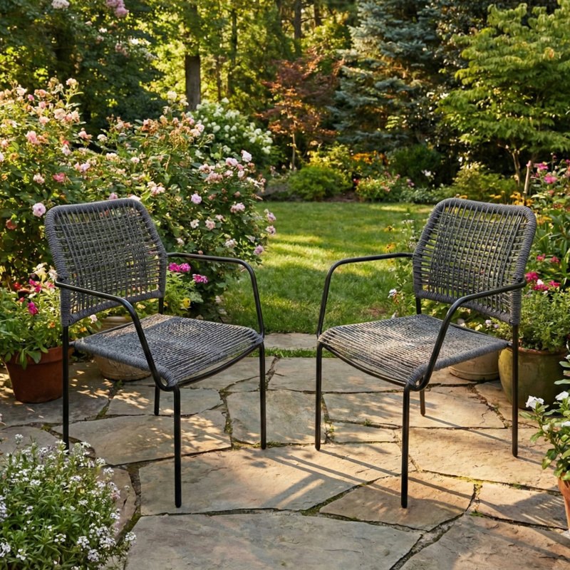 Stacking Patio Dining Armchair, Grey