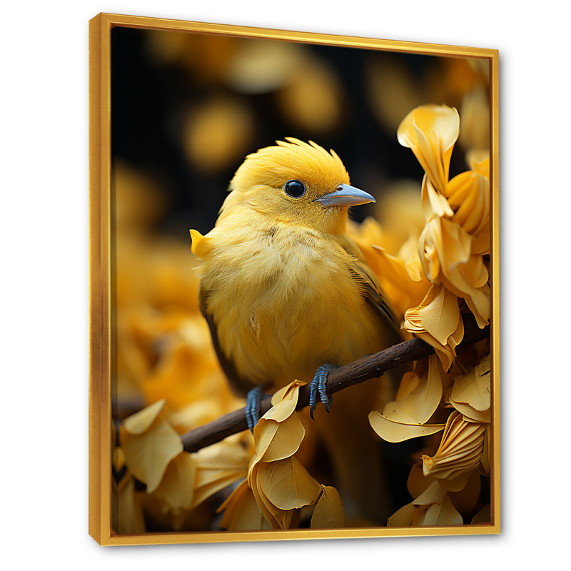 «Bird Contemporary Flock I», reproduction sur toile, Cadre flottant doré, H 20 po x l 12 po