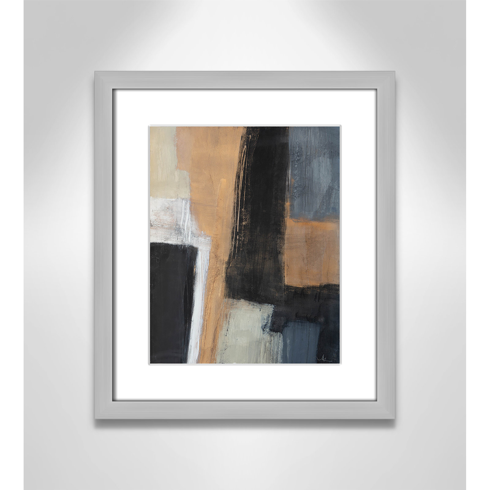 Metallic Slate I Print, 15" H x 13" W x 1.25" D, Silver Matted Picture Framed