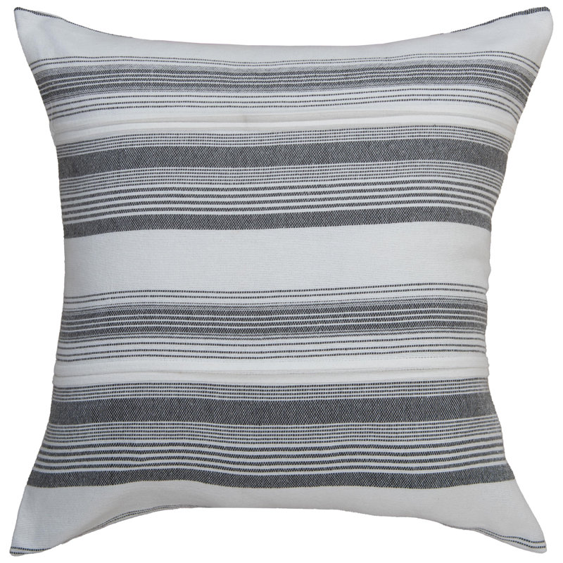 Cotton/Polyester Blend Down Filled Throw Pillow, White/Gray, Polyester