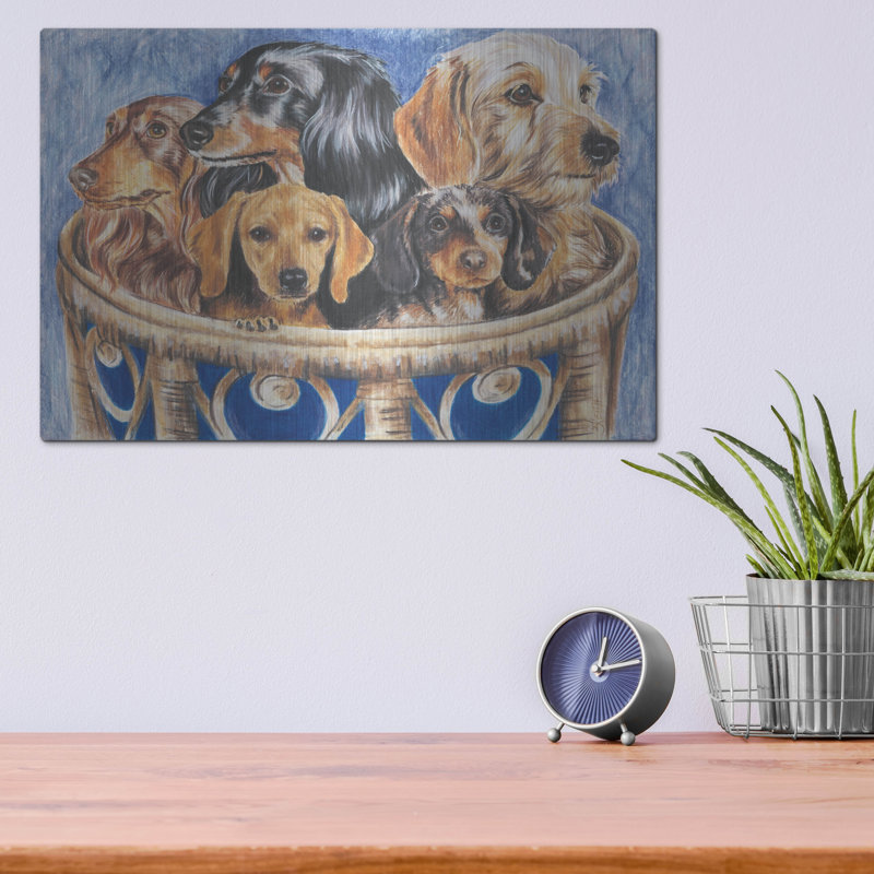 «Dachsund In A Basket» par Barbara Keith, H 12 po x l 16 po
