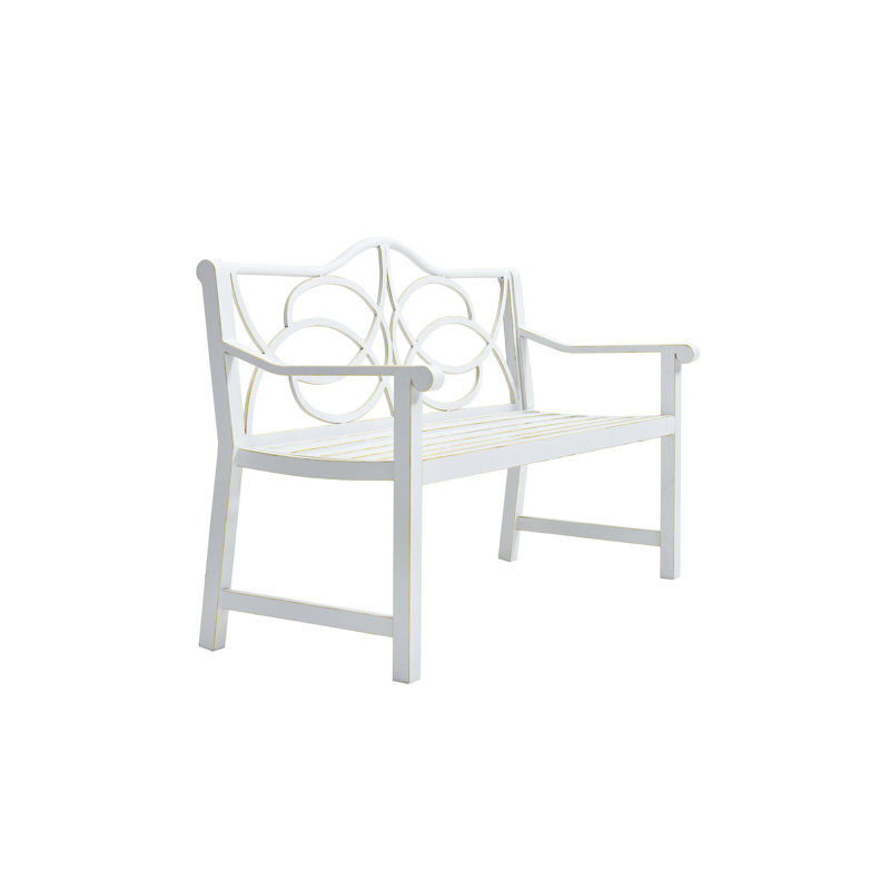 Patio Garden Bench In White Style - Metal Construction With & Armrest, Rustproof, , Accommodates 2-3, Easy Assembly Required Seats