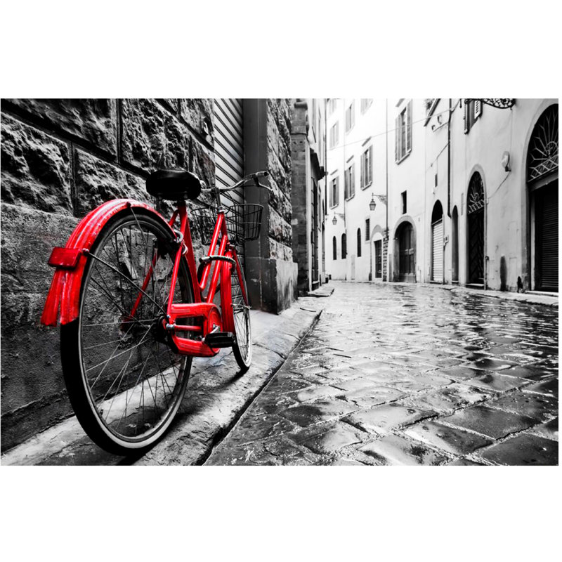 « the red bike », reproduction de photo sur verre
