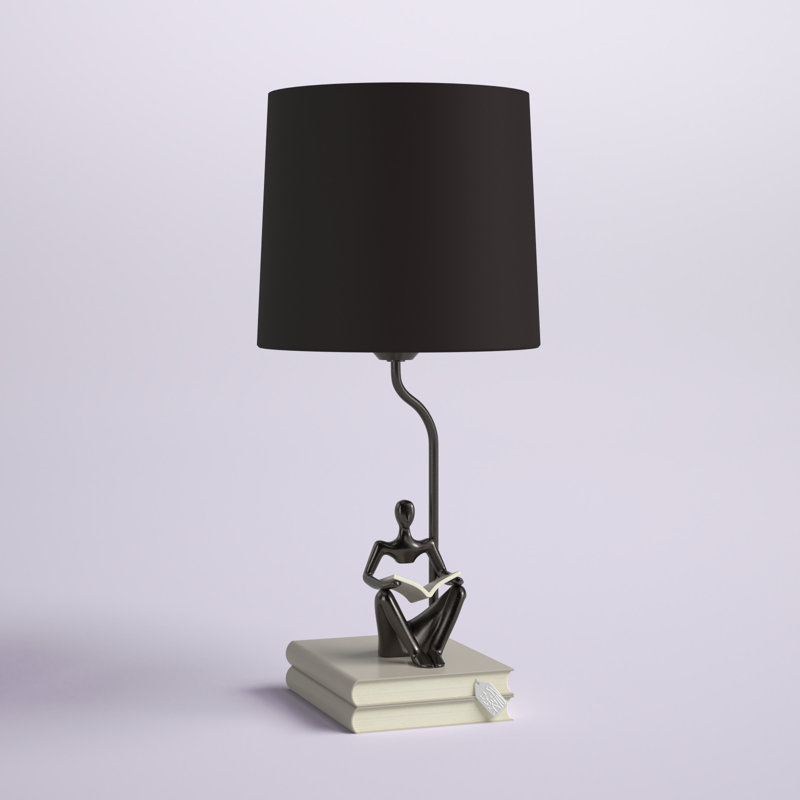 Lampe de table 20,5 po Breighana, Noir semi-lustré, Noir