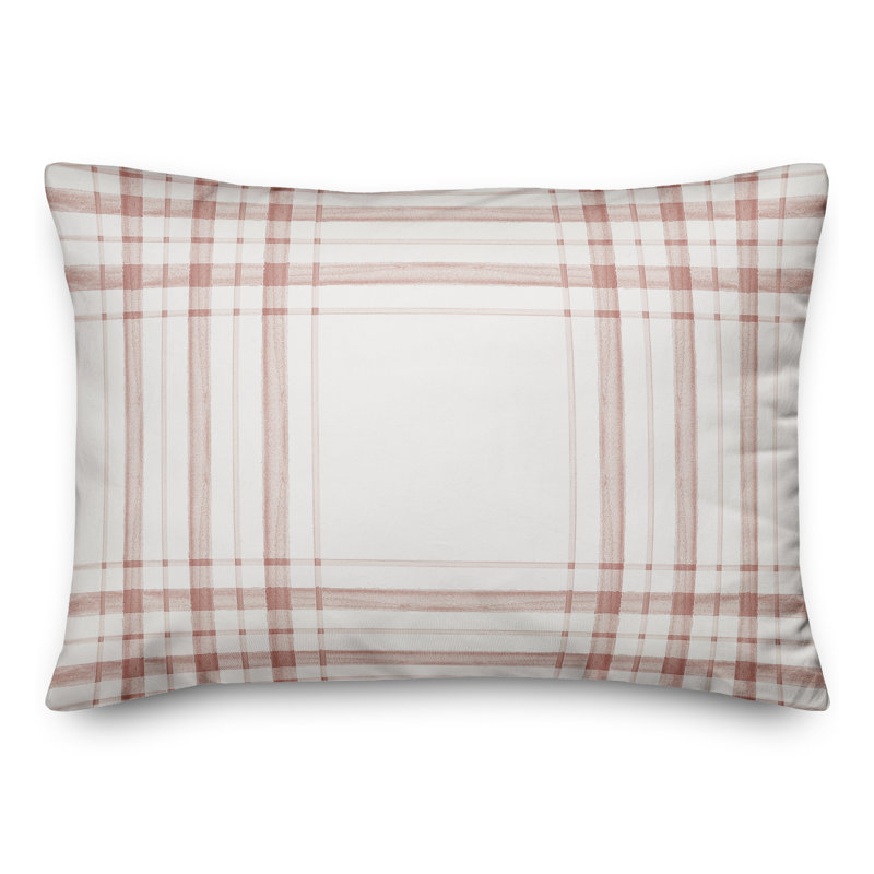 Plaid Outdoor Throw Pillow, Pink