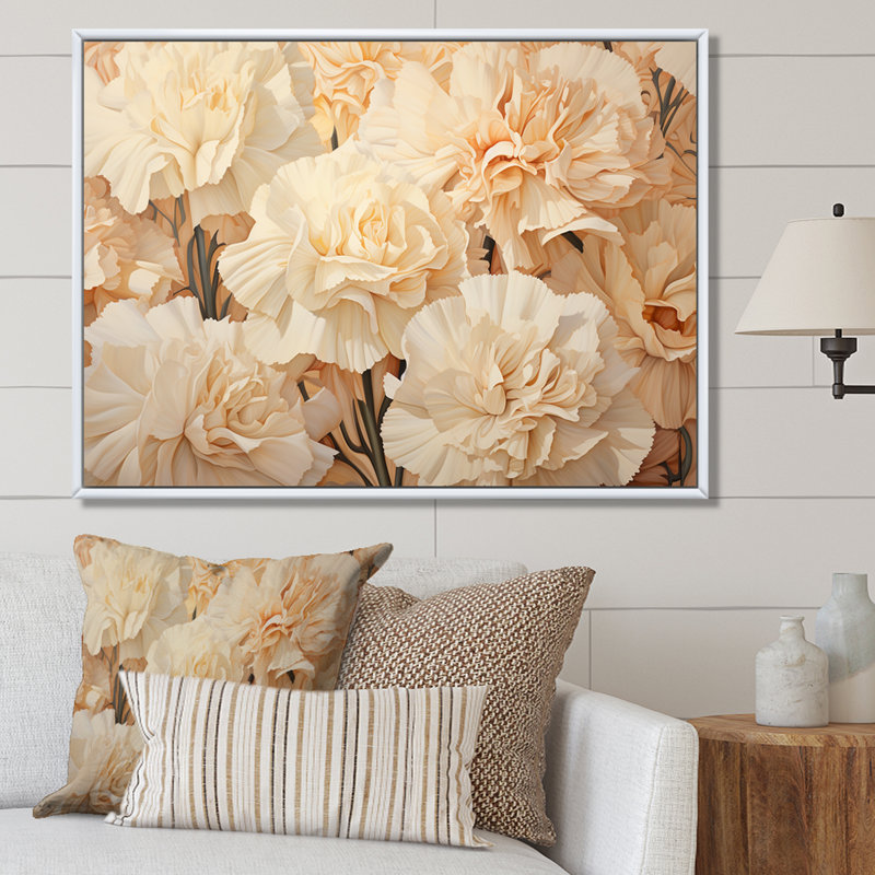 Minimalisme, œillets, art mural sur toile, Cadre naturel flottant, H 30 po x l 40 po x P 1,5 po